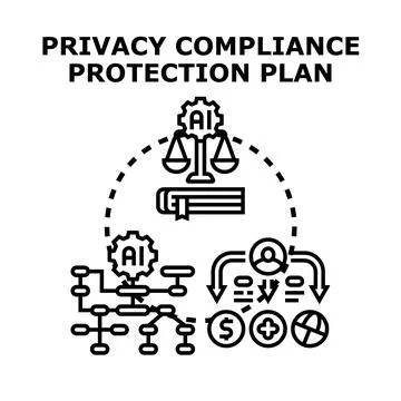 Privacy compliance protection plan using artificial intelligence Stock Illustration