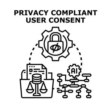 Privacy compliant user consent data protection concept Stock Illustration