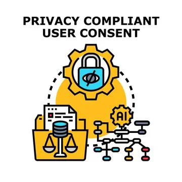 Privacy compliant user consent data protection concept Stock Illustration
