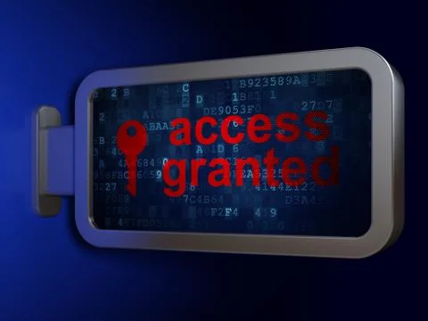 Privacy concept: Access Granted and Key on billboard background Stockillustratie