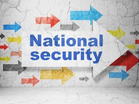Privacy concept: arrow with National Security on grunge wall background Illustrazione stock