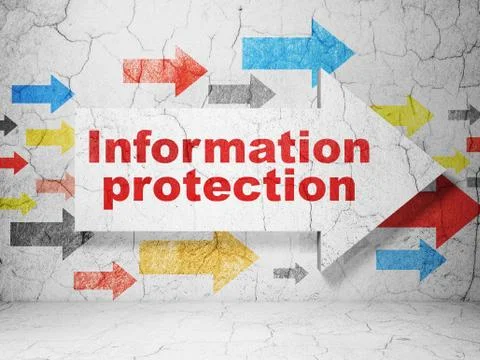 Privacy concept: arrow whis Information Protection on wall 库存插图