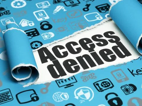 Privacy concept: black text Access Denied under the piece of  torn paper Illustrazione stock