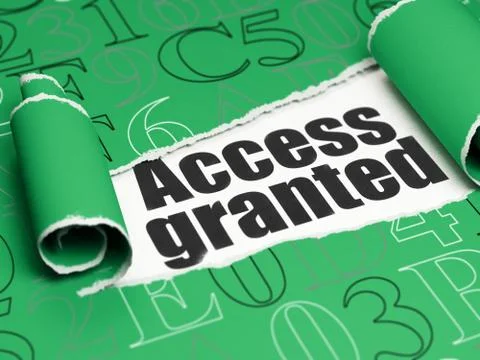 Privacy concept: black text Access Granted under the piece of  torn paper Stock Illustration