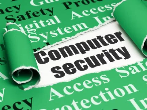 Privacy concept: black text Computer Security under the piece of  torn paper Illustrazione stock