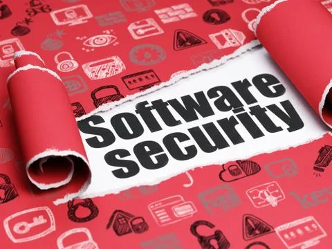 Privacy concept: black text Software Security under the piece of  torn paper Stock Illustration