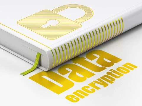 Privacy concept: book Closed Padlock, Data Encryption on white background Stock Illustration