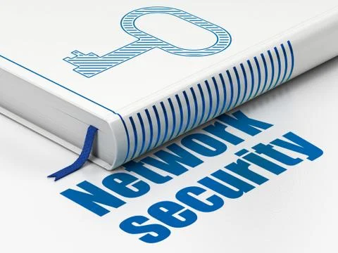 Privacy concept: book Key, Network Security on white background 스톡 일러스트