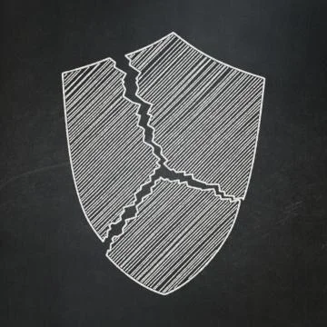 Privacy concept: Broken Shield on chalkboard background Stock Illustration
