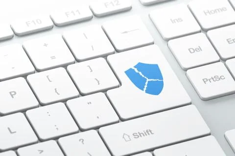 Privacy concept: Broken Shield on computer keyboard background Stockillustratie