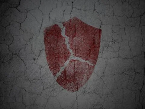 Privacy concept: Broken Shield on grunge wall background Stockillustratie