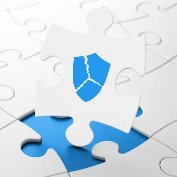 Privacy concept: Broken Shield on puzzle background イラスト素材