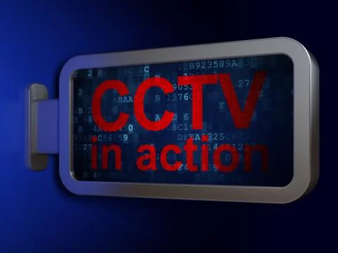 Privacy concept: CCTV In action on billboard background Stock Illustration