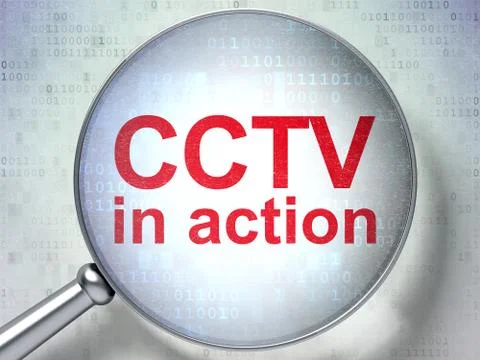 Privacy concept: CCTV In action with optical glass 스톡 일러스트