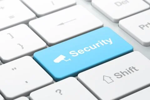 Privacy concept: Cctv Camera and Security on computer keyboard background Stock Illustration