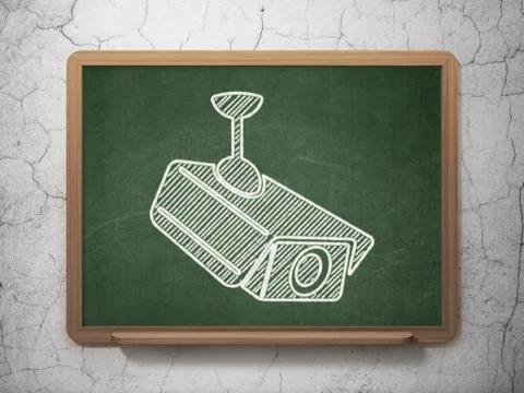 Privacy concept: Cctv Camera on chalkboard background 스톡 일러스트