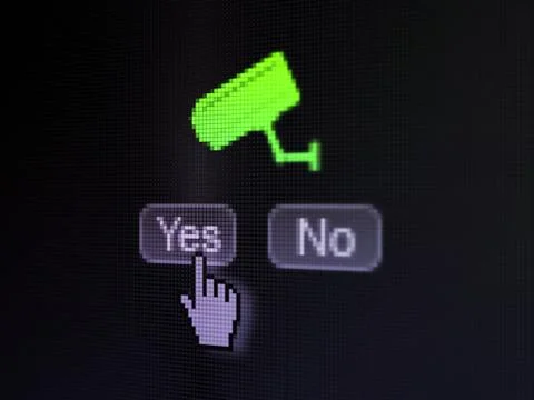 Privacy concept: Cctv Camera on digital computer screen 스톡 일러스트