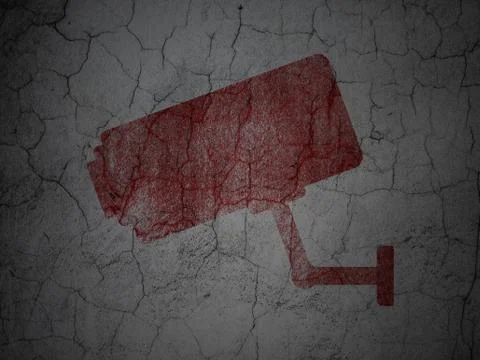 Privacy concept: Cctv Camera on grunge wall background 스톡 일러스트