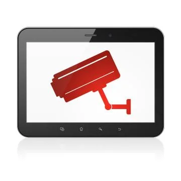 Privacy concept: Cctv Camera on tablet pc computer Stock Illustration