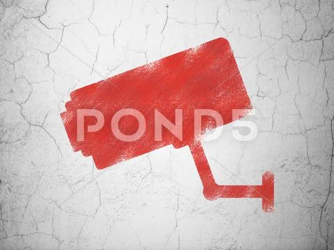 Privacy concept: Cctv Camera on wall background Illustration #37142232
