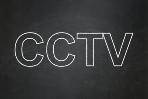 Privacy concept: CCTV on chalkboard background Stock Illustration