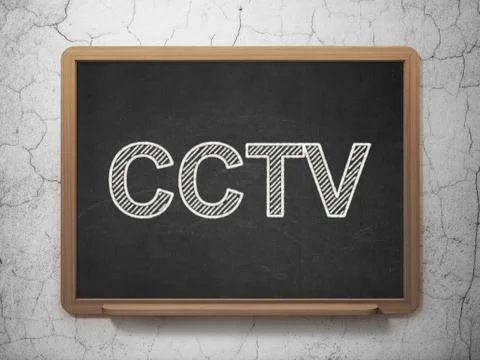 Privacy concept: CCTV on chalkboard background Stock Illustration