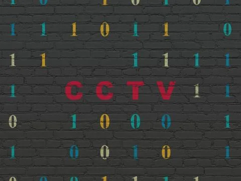 Privacy concept: CCTV on wall background Ilustración de archivo