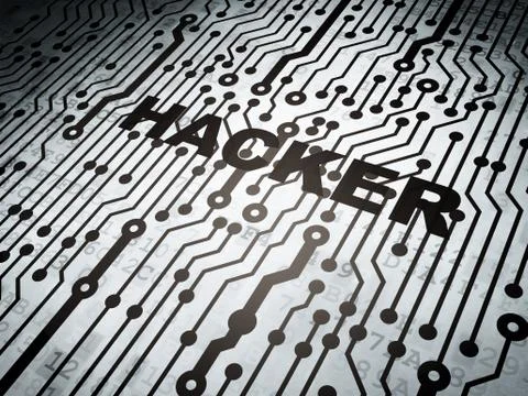 Privacy concept: circuit board with Hacker イラスト素材