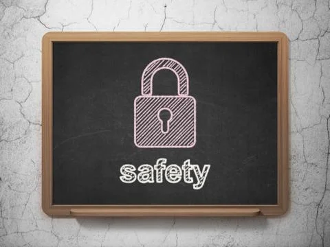 Privacy concept: Closed Padlock and Safety on chalkboard Stock Illustration