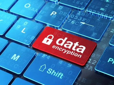 Privacy concept: Closed Padlock and Data Encryption on computer keyboard Stock Illustration