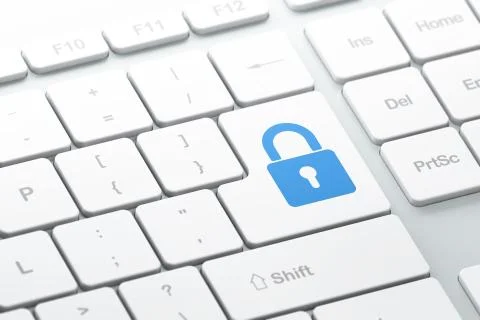 Privacy concept: Closed Padlock on computer keyboard background Illustrazione stock