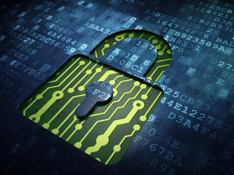 Privacy concept: Closed Padlock on digital screen background イラスト素材