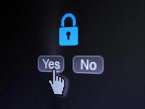 Privacy concept: Closed Padlock on digital computer screen 스톡 일러스트
