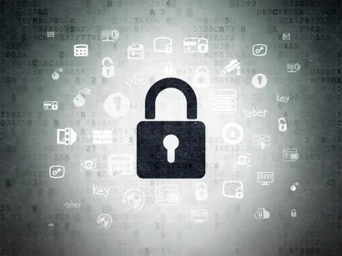 Privacy concept: Closed Padlock on Digital Data Paper background Stock Illustration