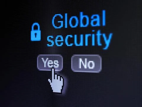 Privacy concept: Closed Padlock icon and Global Security on digital computer 스톡 일러스트