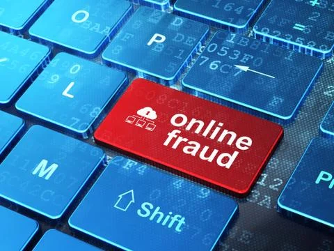 Privacy concept: Cloud Network and Online Fraud on keyboard Stock Illustration