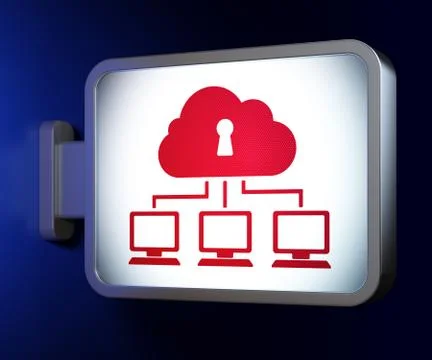 Privacy concept: Cloud Network on billboard background Stockillustratie