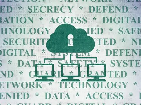 Privacy concept: Cloud Network on Digital Data Paper background Stock Illustration