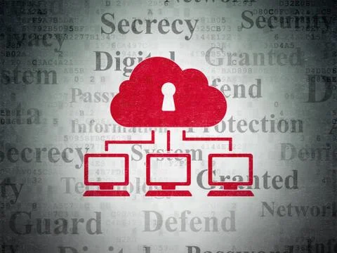 Privacy concept: Cloud Network on Digital Data Paper background Illustrazione stock