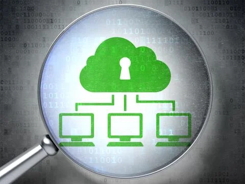 Privacy concept: Cloud Network with optical glass on digital background Stock Illustration