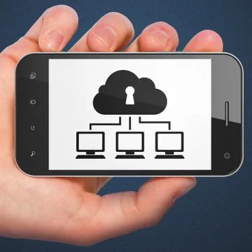 Privacy concept: Cloud Network on smartphone Stock Illustration