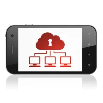 Privacy concept: Cloud Network on smartphone Illustrazione stock