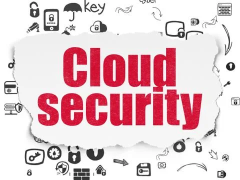 Privacy concept: Cloud Security on Torn Paper background Illustrazione stock
