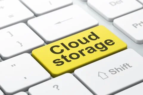 Privacy concept: Cloud Storage on computer keyboard background 스톡 일러스트