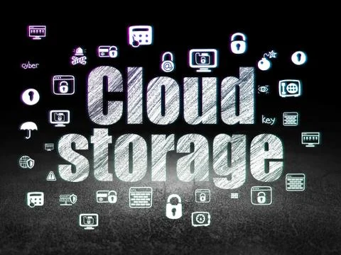 Privacy concept: Cloud Storage in grunge dark room Illustrazione stock