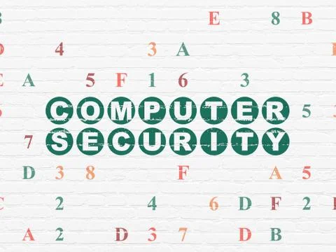Privacy concept: Computer Security on wall background Illustrazione stock