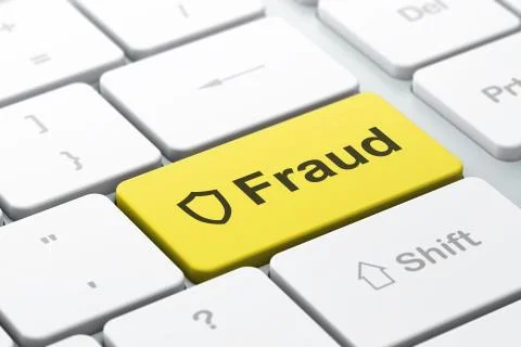 Privacy concept: Contoured Shield and Fraud on keyboard Stock Illustration