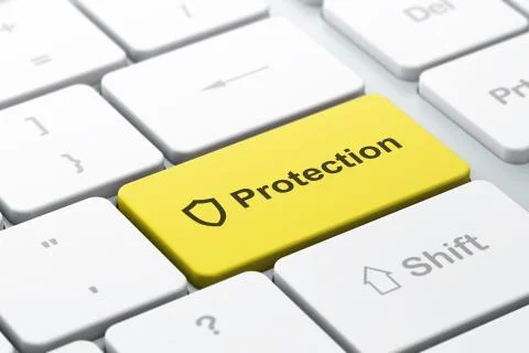 Privacy concept: Contoured Shield and Protection on computer key Stockillustratie