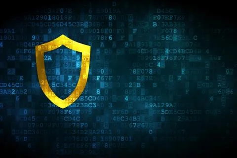 Privacy concept: Contoured Shield on digital background Illustrazione stock