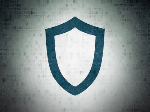 Privacy concept: Contoured Shield on Digital Data Paper background Stock Illustration